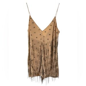 ASOS Beige Mesh Embellished Romper NWOT